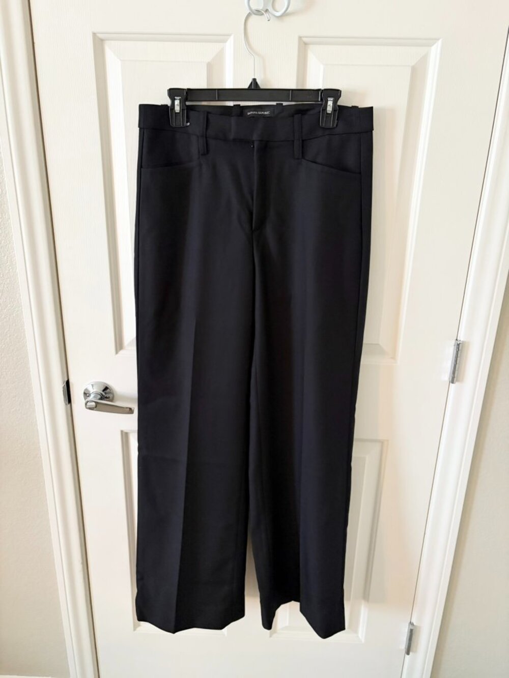 Banana Republic Black Wool Wide Leg Trousers Size 8 NWT